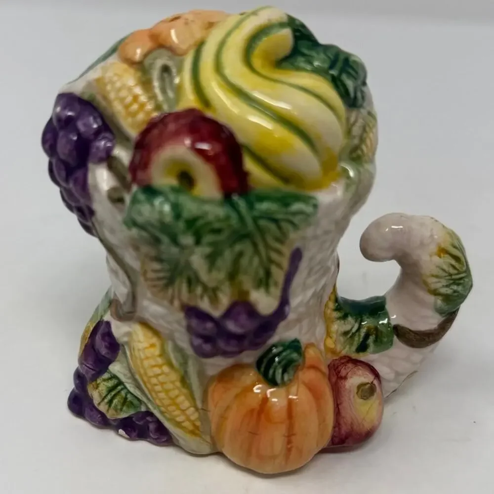 OCI Fitz & Floyd 1993 Horn of Plenty Salt/Pepper Shaker Omnibus Harvest Bounty